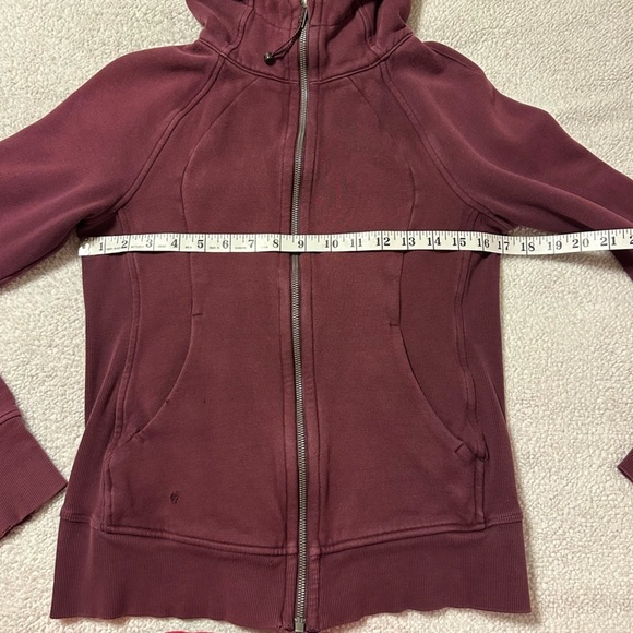 Lululemon Scuba Hoodie Light Cotton Fleece Full Zip Sweatshirt Burgundy Red - Picture 8 of 13